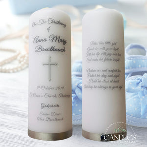 Silver Cross Christening Naming Day Candle - Candles by Occasion