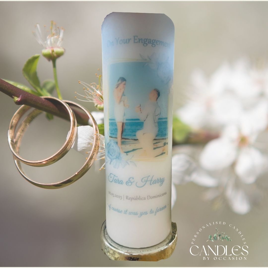 Blue Sea Engagement Photo Candle - Candles by Occasion