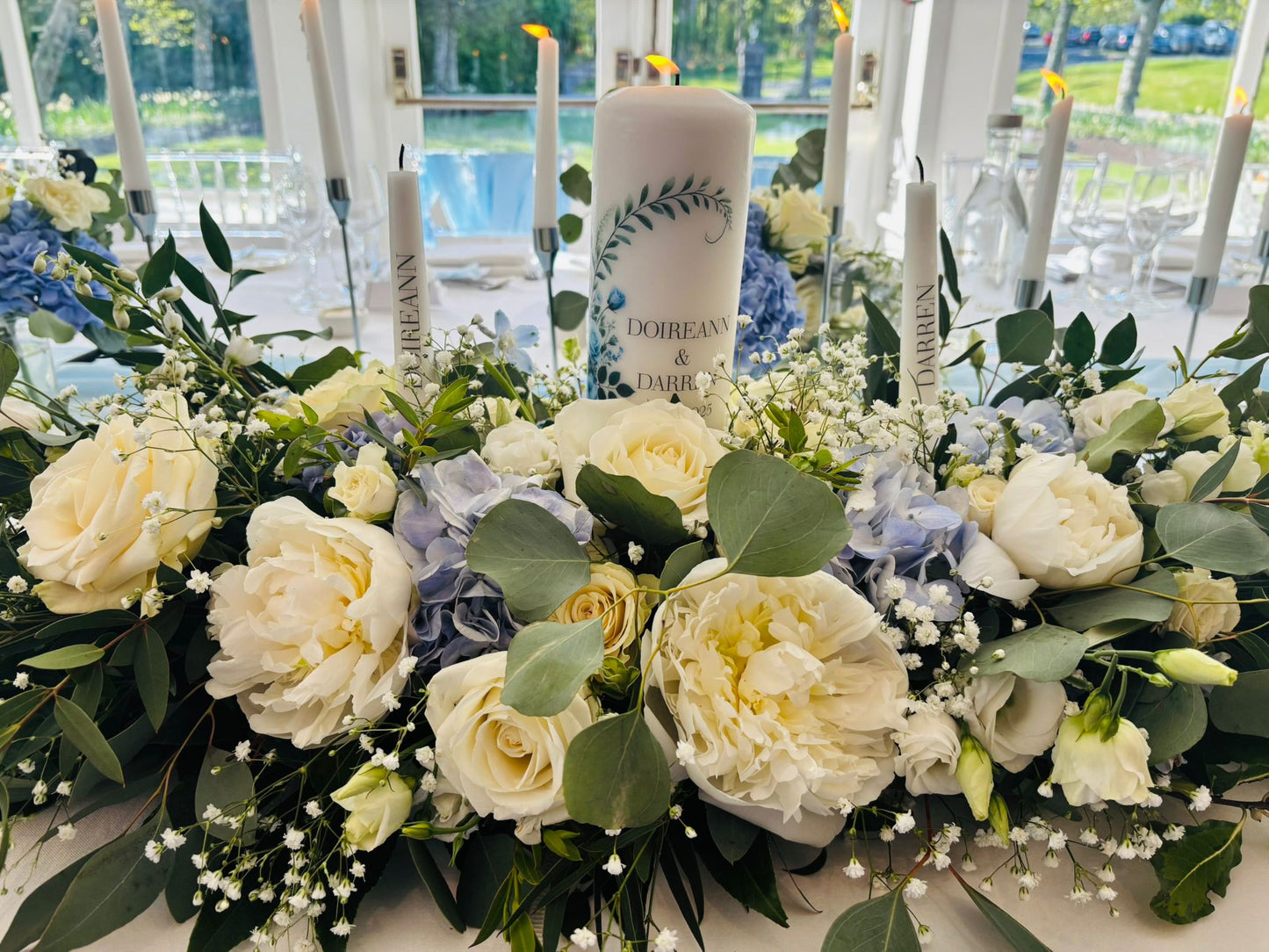 Blue Hydrangea Flowers Wedding Unity Candles