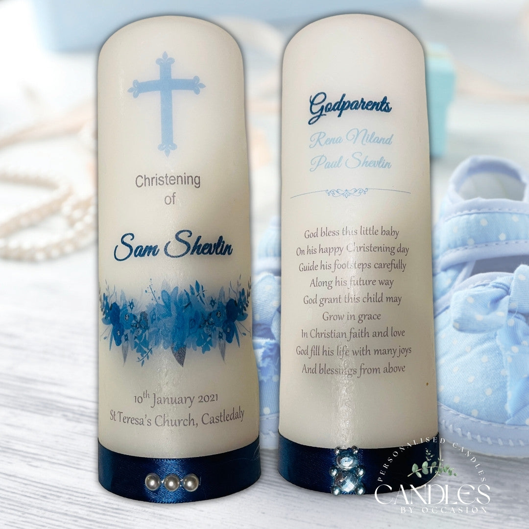 Boy Blue Arch Christening Naming Day Candle - Candles by Occasion