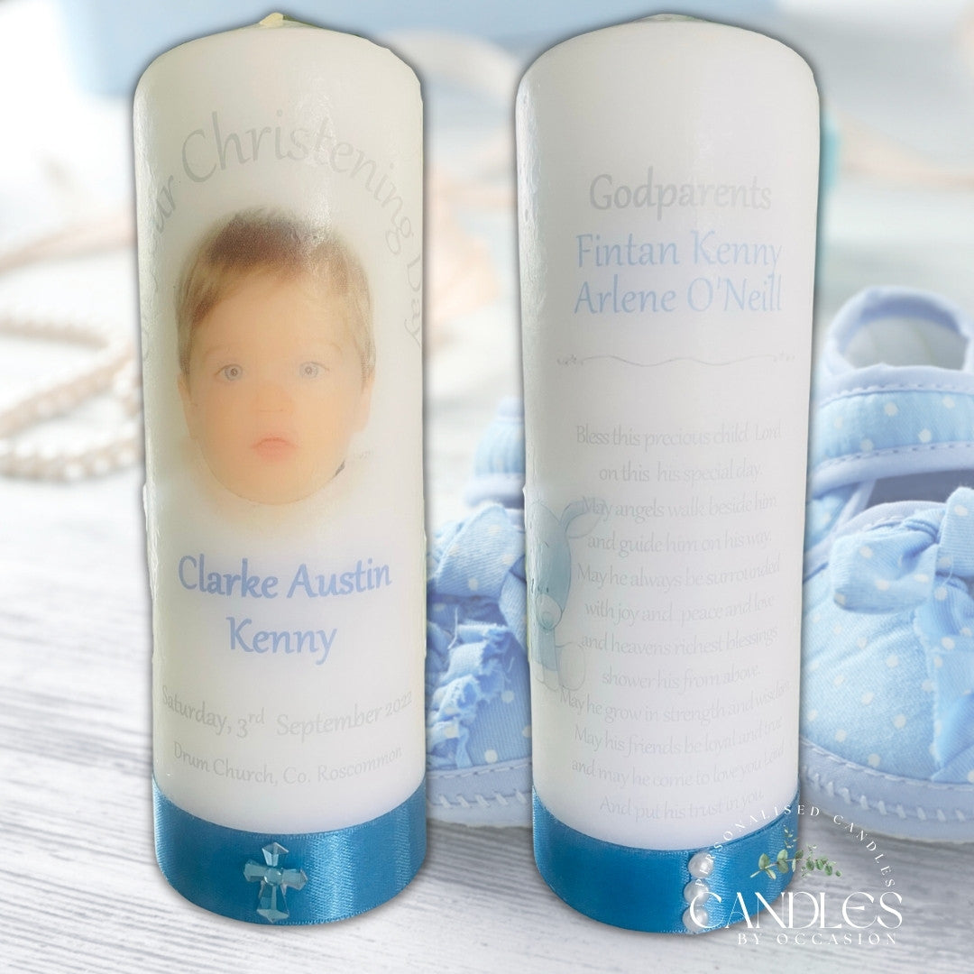 Boy Photo Christening Naming Day Candle - Candles by Occasion