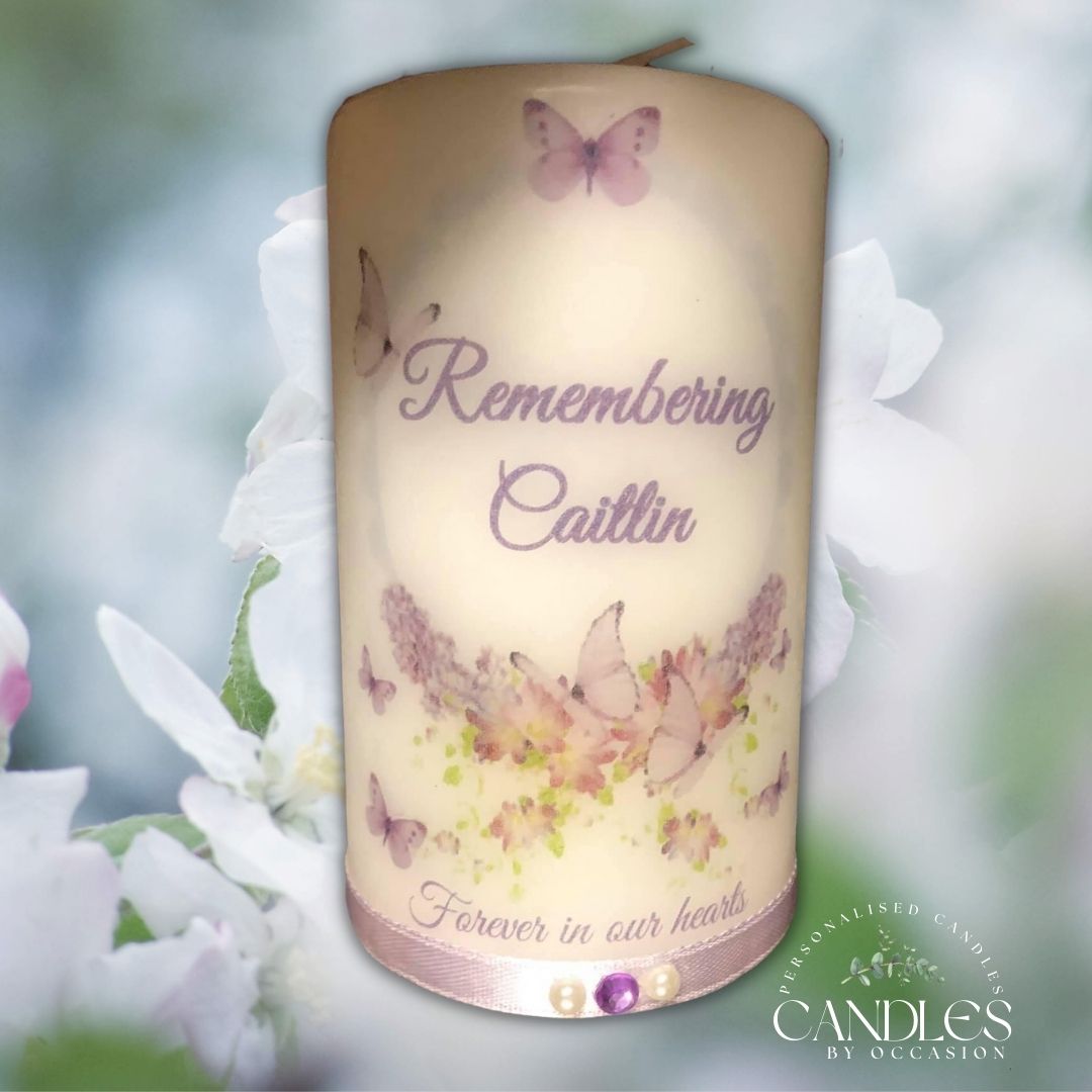 Butterflies Memorial Remembrance Candle - Candles by Occasion
