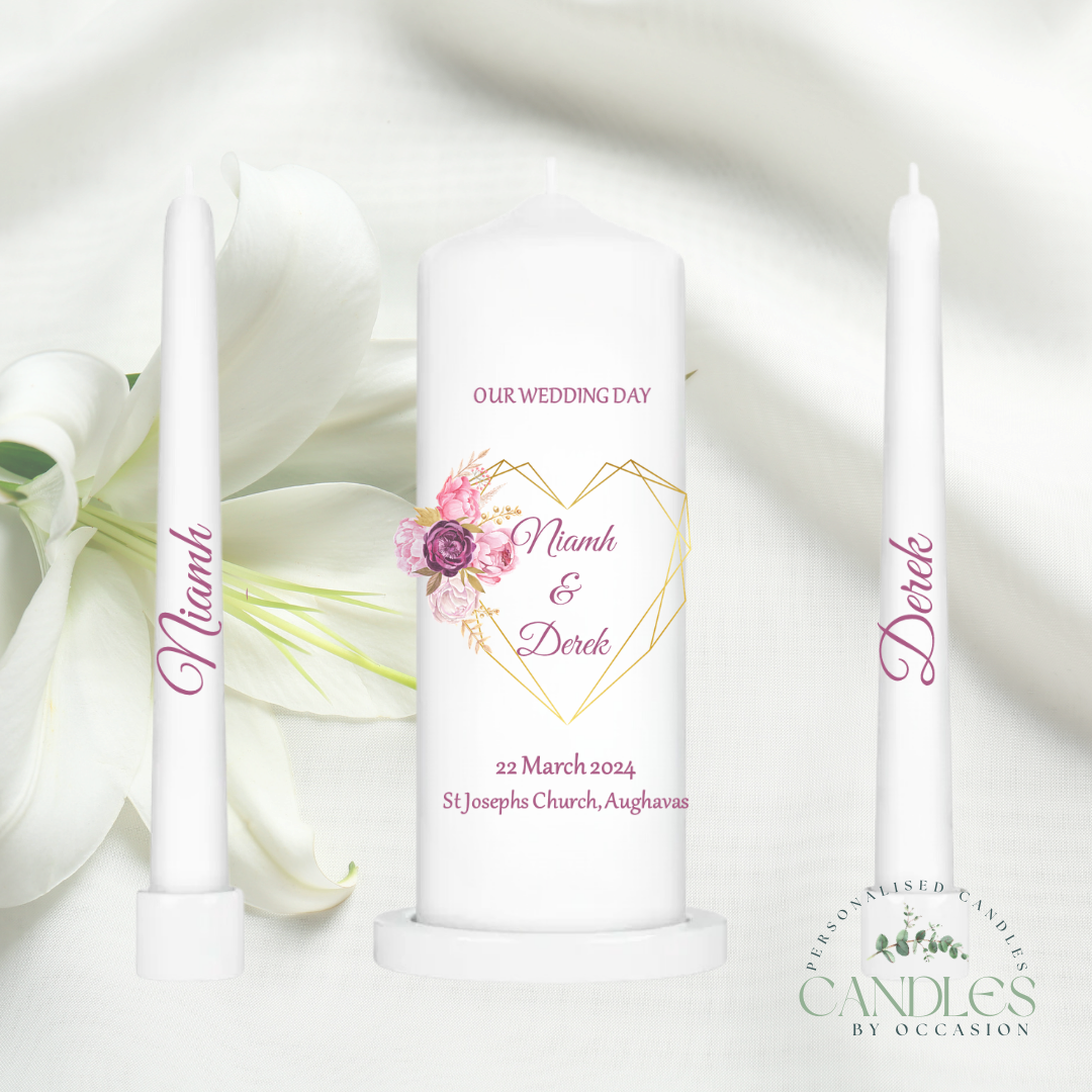 Golden Heart Bloom Wedding Unity Candles (Copy)