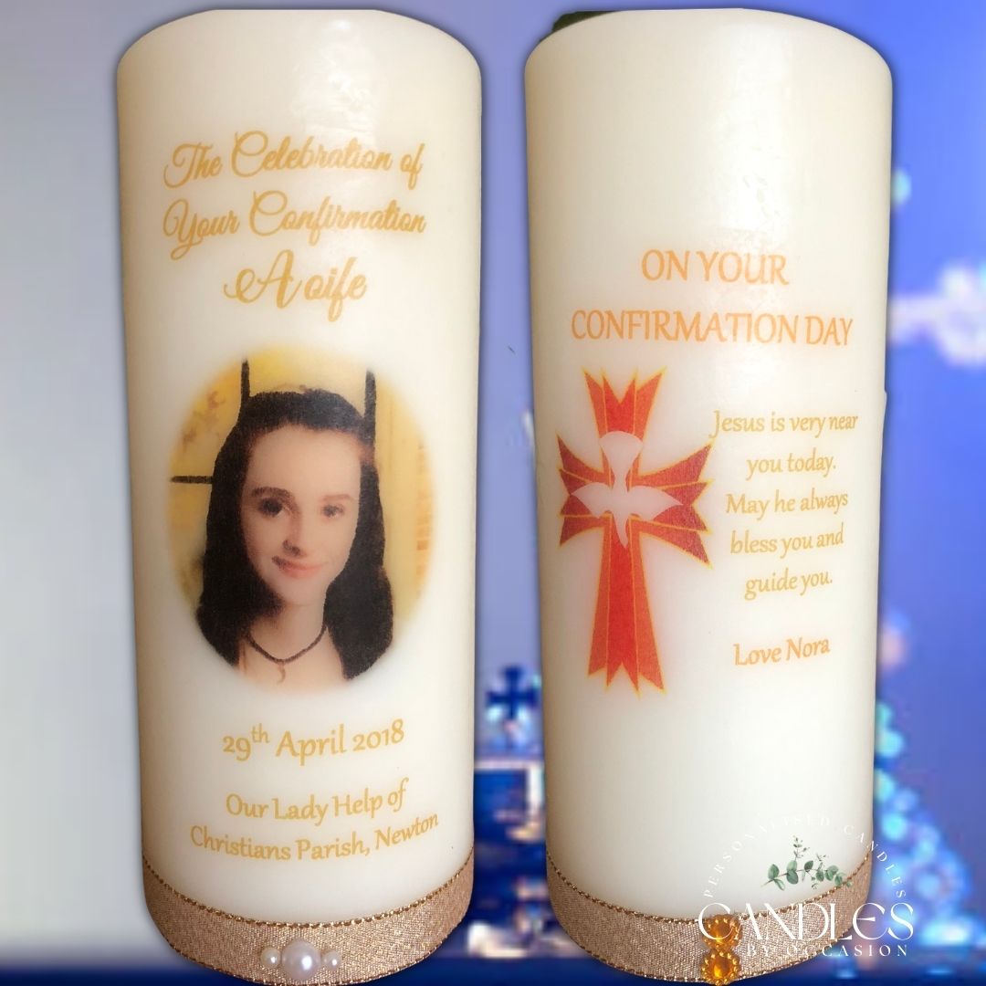 Girl Cross Confirmation Photo Candle - Candles by Occasion