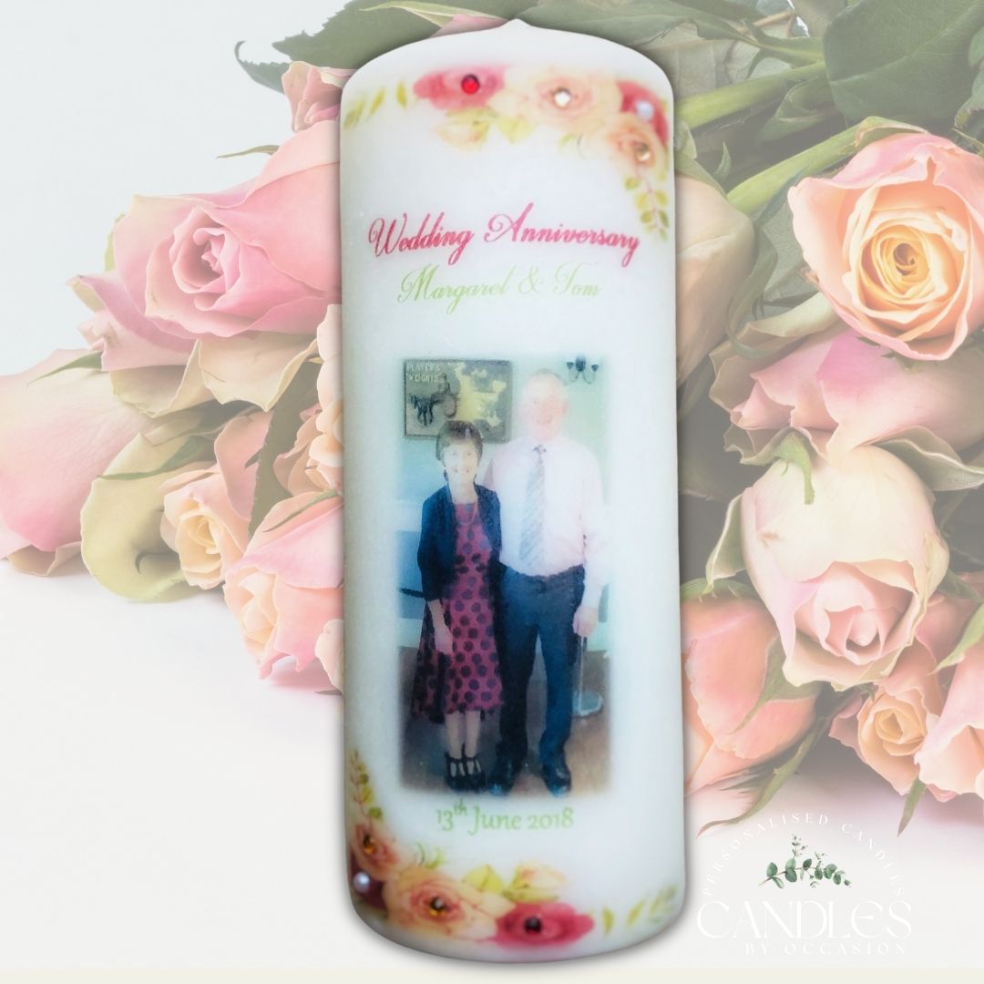 Happy Anniversary Photo Rose Candle - Candles by Occasion