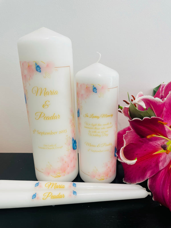 Floral and Butterflies Wedding Unity Candles