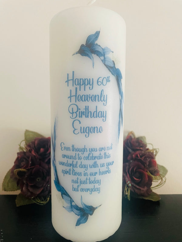 Happy Heavenly Birthday Feather Memorial Remembrance Candle - Candles by Occasion