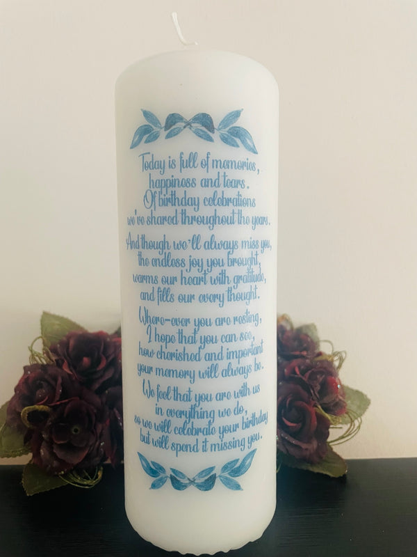Happy Heavenly Birthday Feather Memorial Remembrance Candle - Candles by Occasion