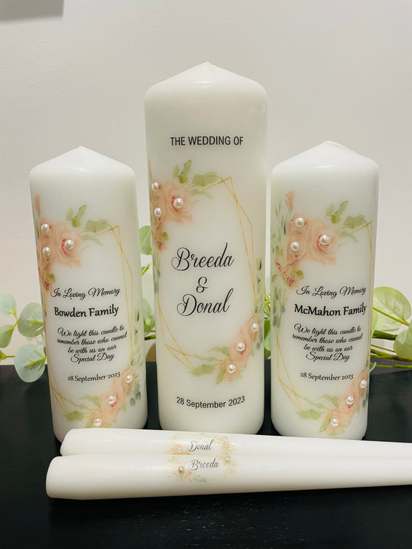 Pearl Rose Wedding Unity Candles - Candles by Occasion