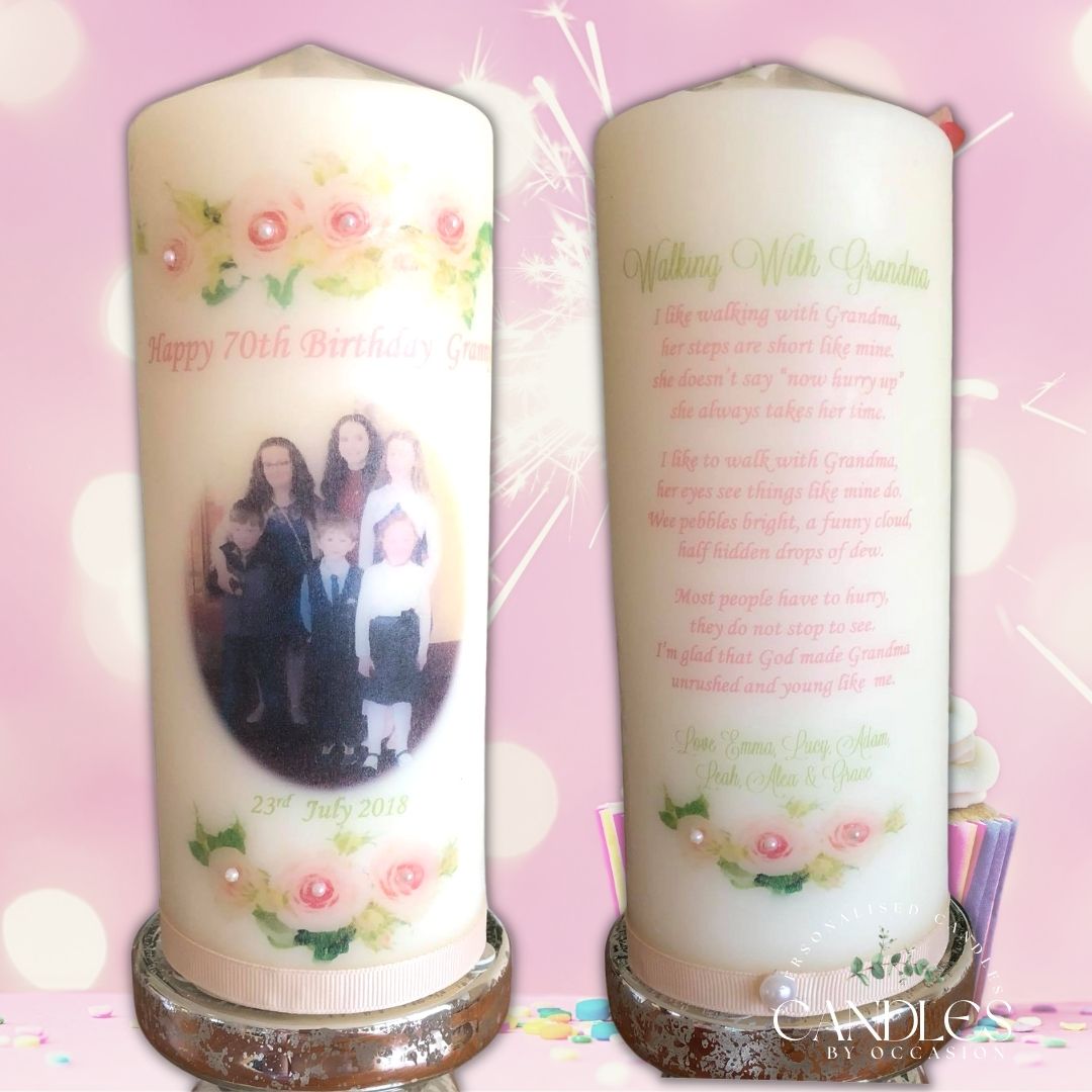 Pearl Happy Birthday Photo Candle - Candles by Occasion