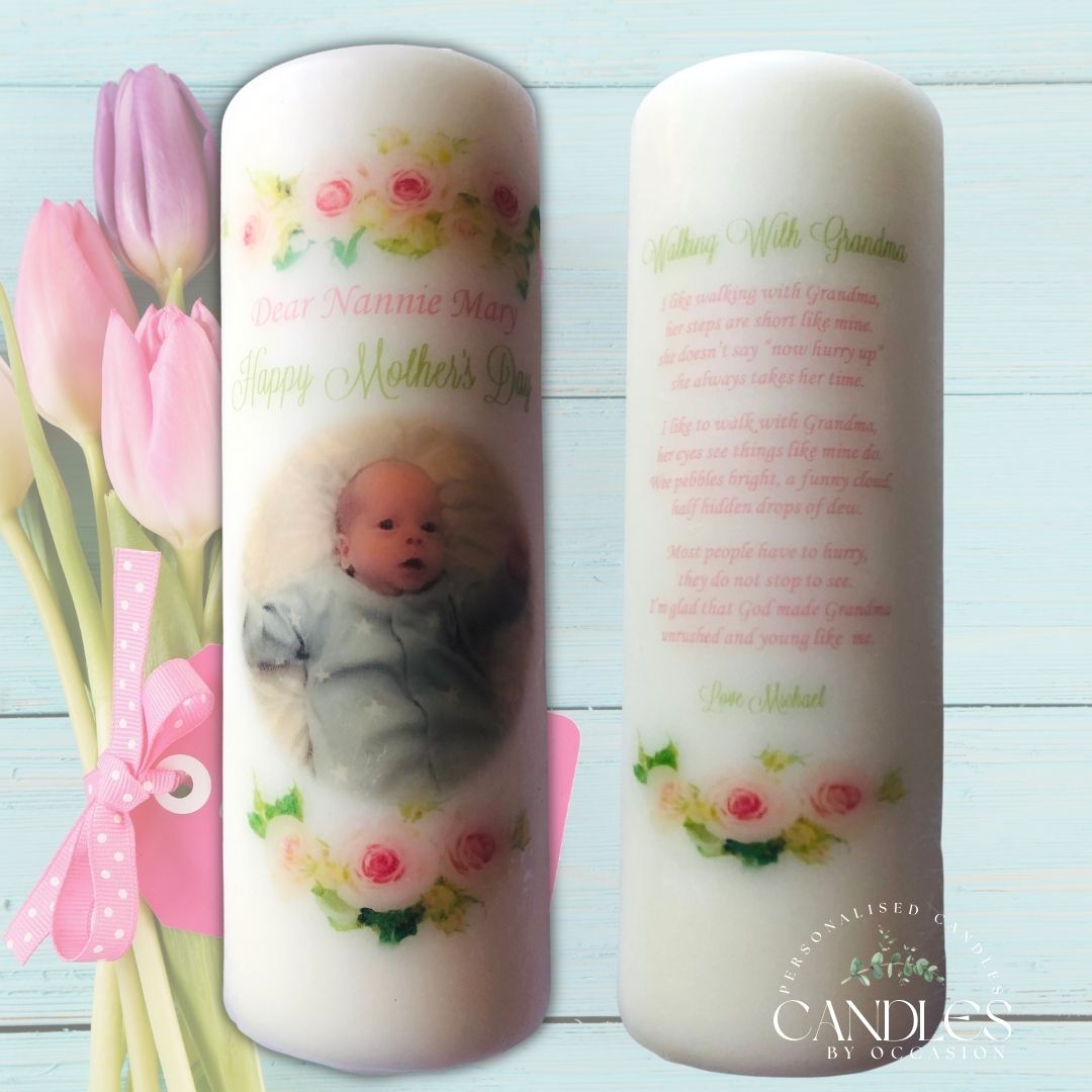 Roses Mothers Day Photo Candle - Candles by Occasion