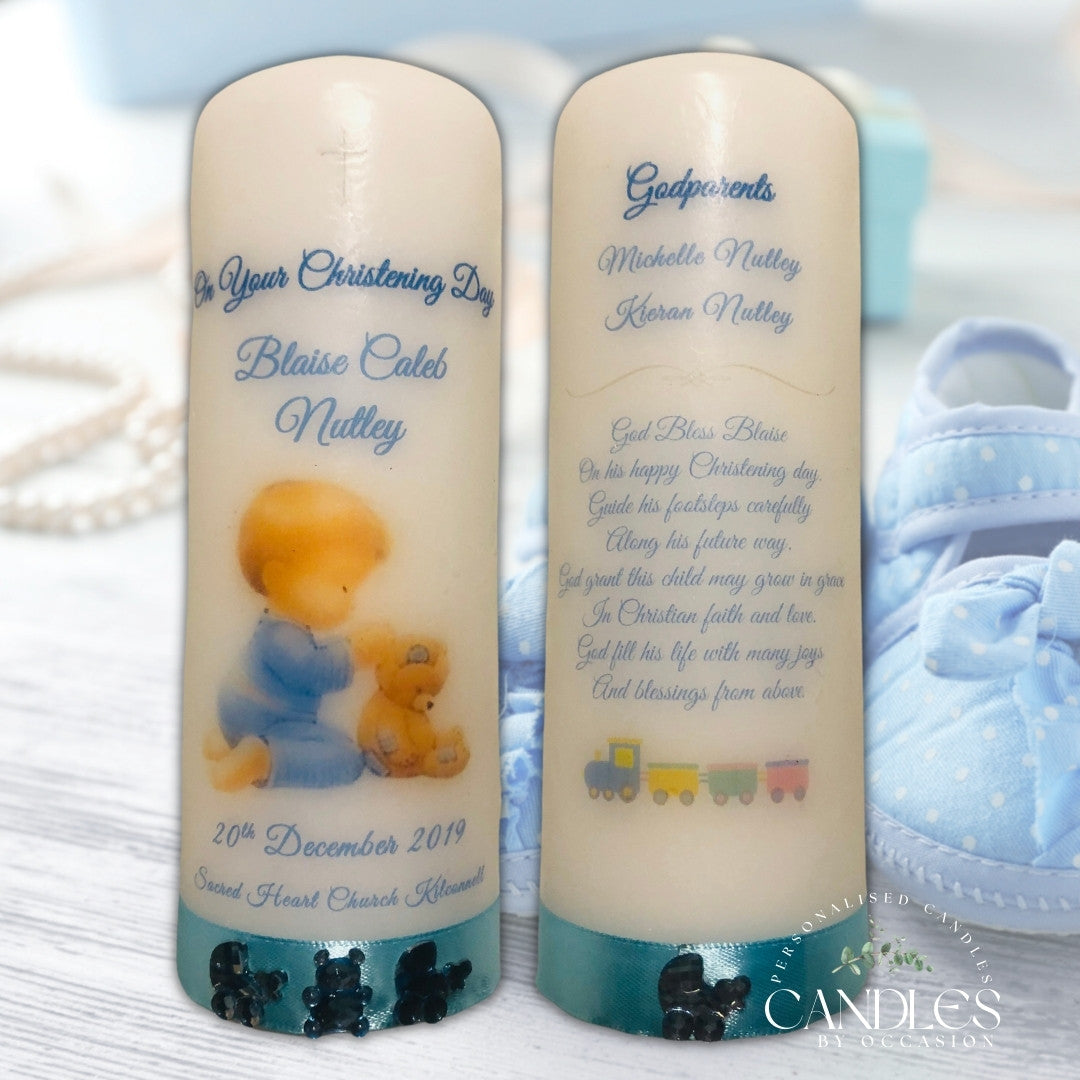 Teddybear Christening Naming Day Candle - Candles by Occasion
