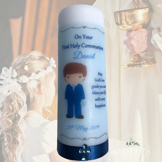 Blue Boy Holy Communion Candle - Candles by Occasion