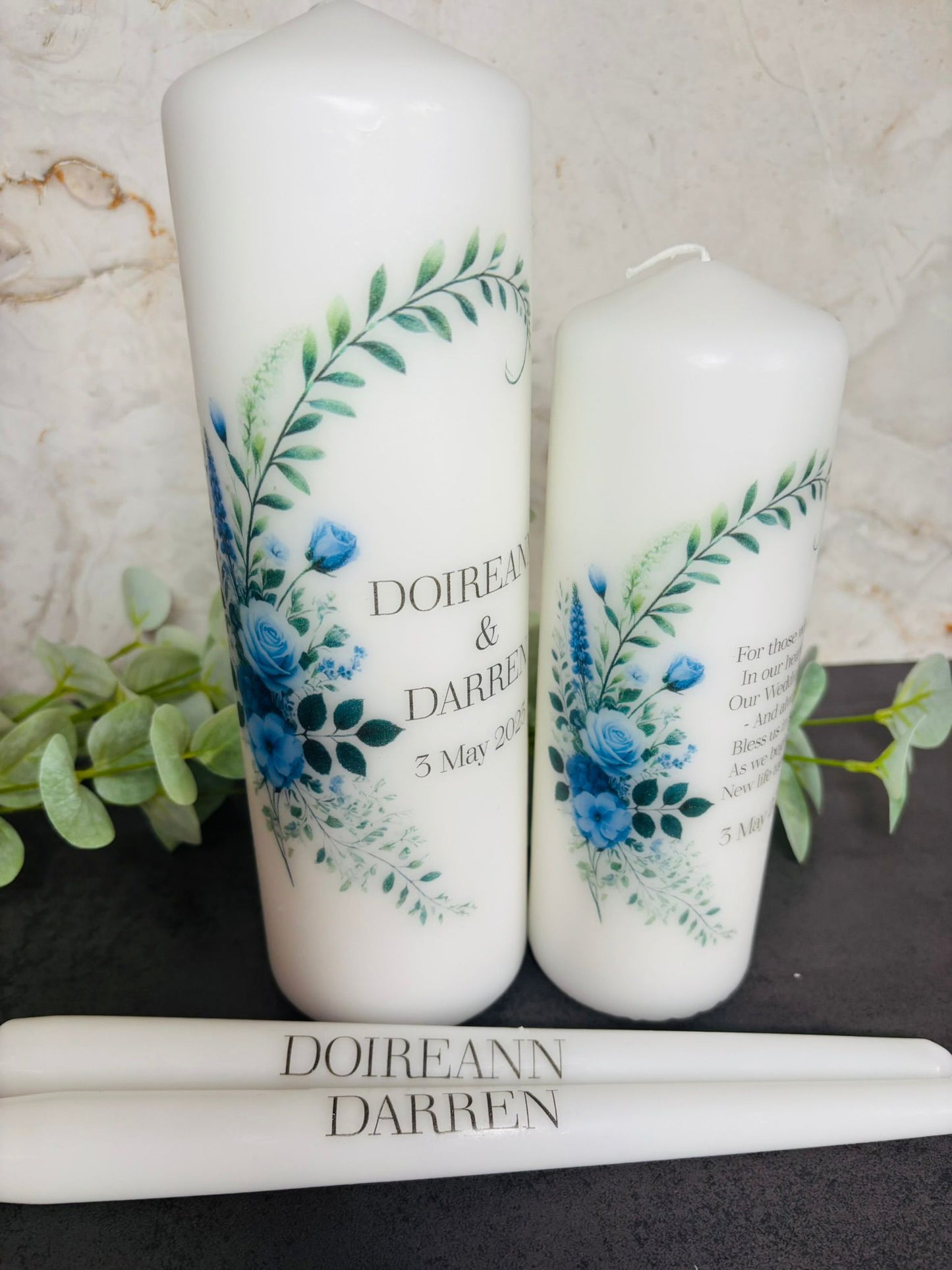 Blue Hydrangea Flowers Wedding Unity Candles