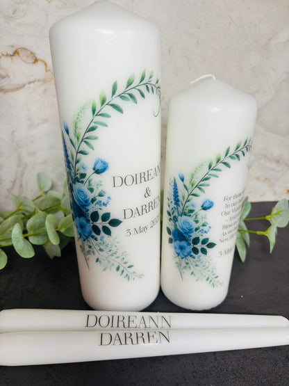 Blue Hydrangea Flowers Wedding Unity Candles