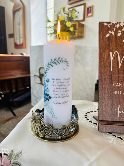 Blue Hydrangea Flowers Wedding Unity Candles