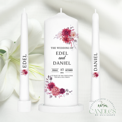 Burgundy Blush Wedding Unity Candles