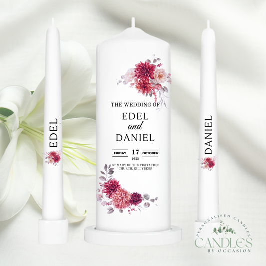 Burgundy Blush Wedding Unity Candles