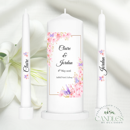 Floral and Butterflies Wedding Unity Candles