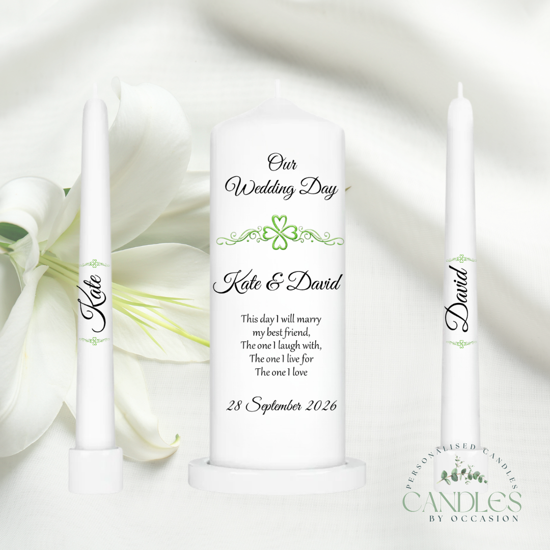 Shamrock Blessing Wedding Unity Candles