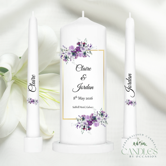 Lilac Floral Wedding Unity Candles