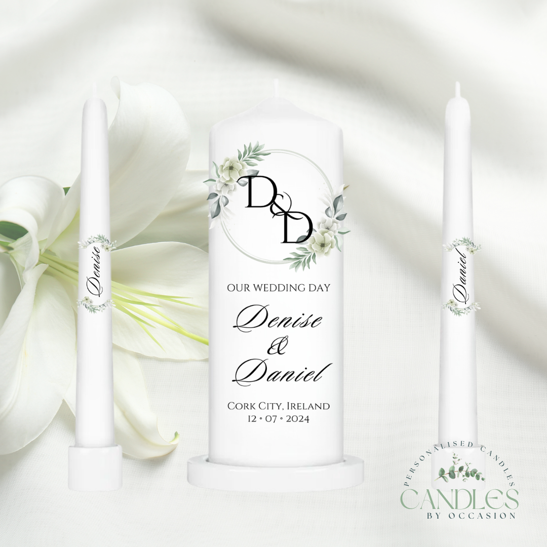 Evergreen Blooms Wedding Unity Candles