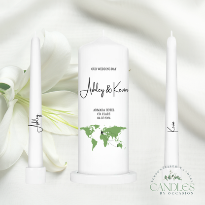 Across The Miles Map Wedding Unity Candles