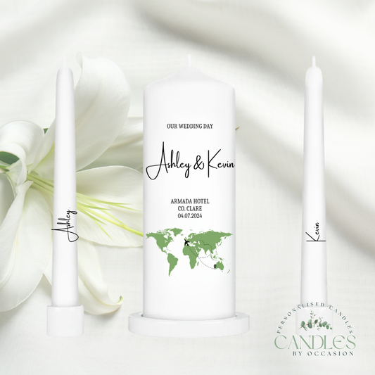 Across The Miles Map Wedding Unity Candles