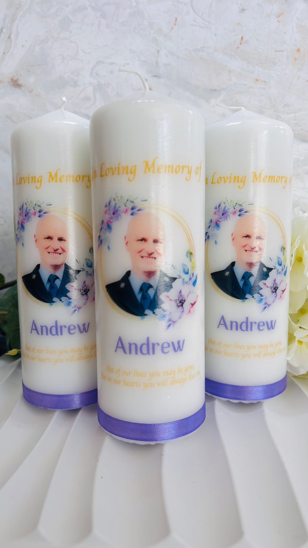 Gold Floral Memorial Remembrance Candle