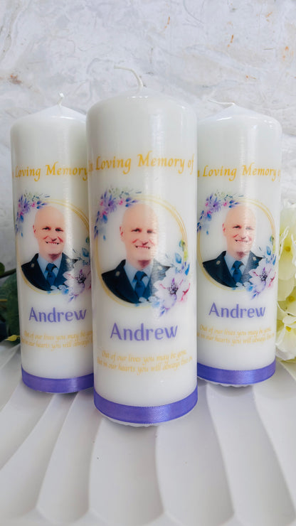 Gold Floral Memorial Remembrance Candle