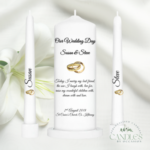 Unity candles gold rings