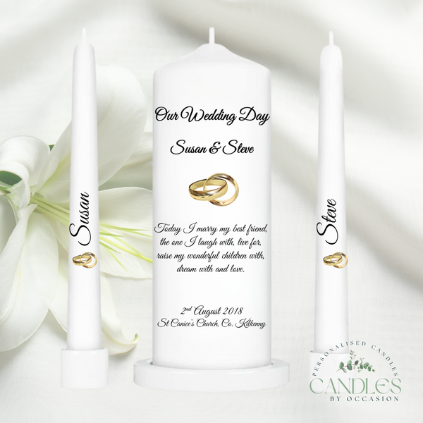 Unity candles gold rings