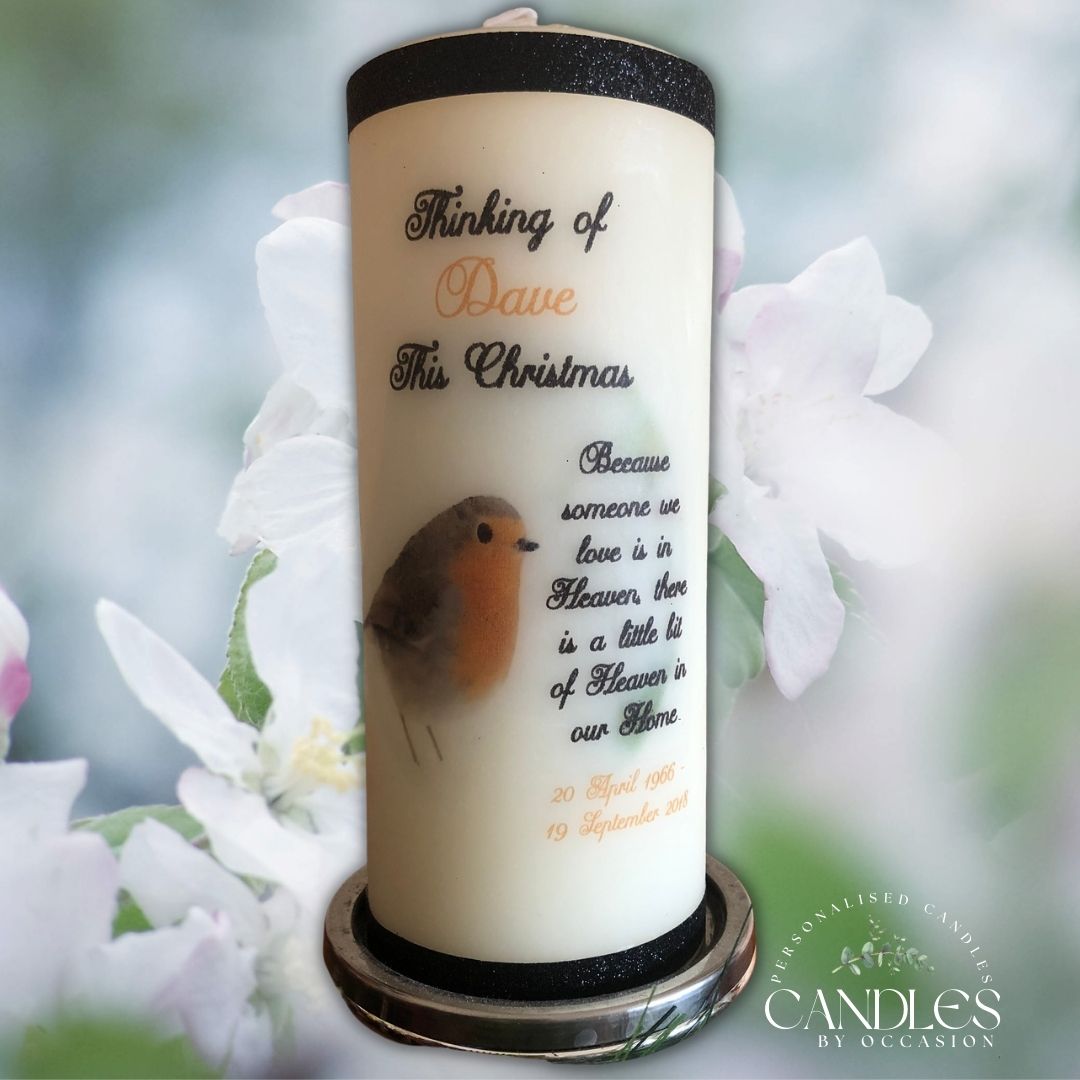 Christmas Robin Memorial Remembrance Candle - Candles by Occasion