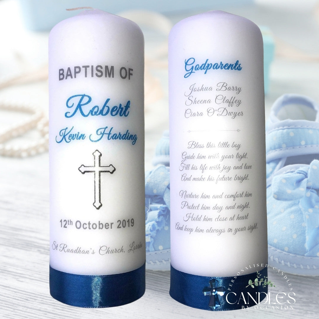 Cross Christening Naming Day Candle - Candles by Occasion