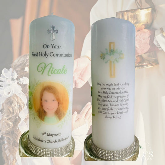 Diamante Girl Holy Communion Phot Candle - Candles by Occasion