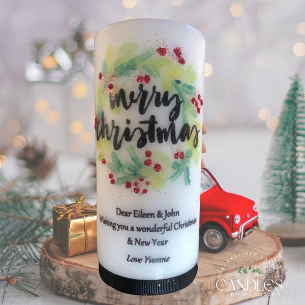 Floral Wreath Christmas Candle - Candles by Occasion
