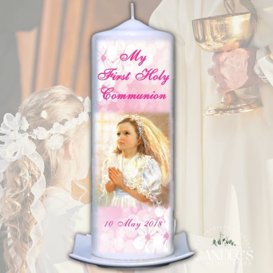 Floral Girl Holy Communion Candle - Candles by Occasion