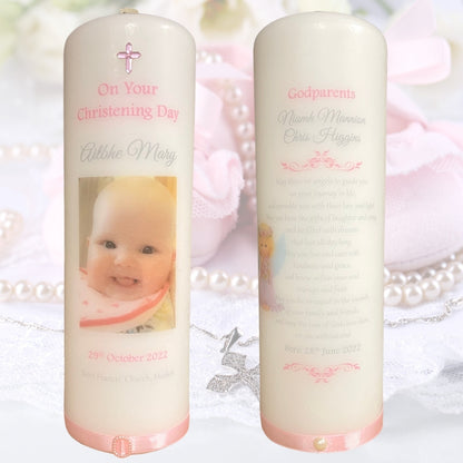 Girl Photo Christening Naming Day Candle - Candles by Occasion