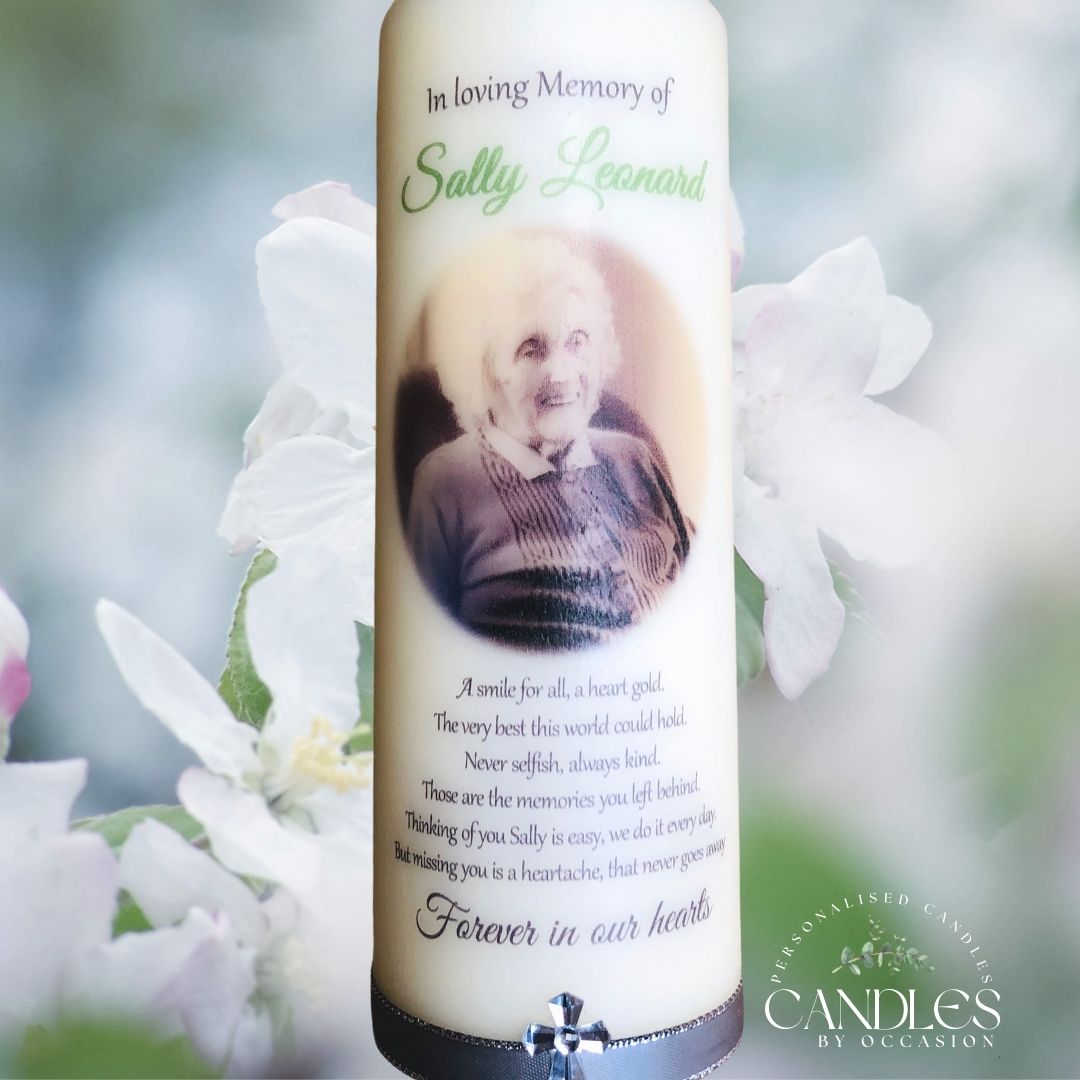 Green Photo Memorial Remembrance Candle - Candles by Occasion