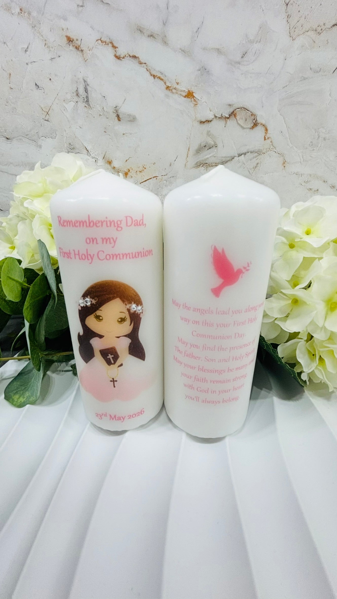 Pink Girl Holy Communion Candle