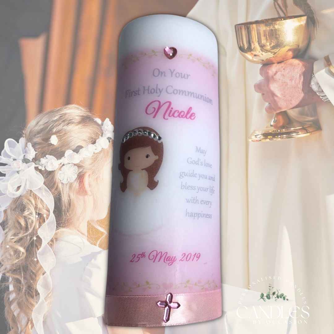 Pink Girl Holy Communion Candle - Candles by Occasion