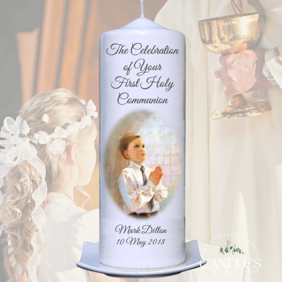 Praying Boy Holy Communion Candle - Candles by Occasion