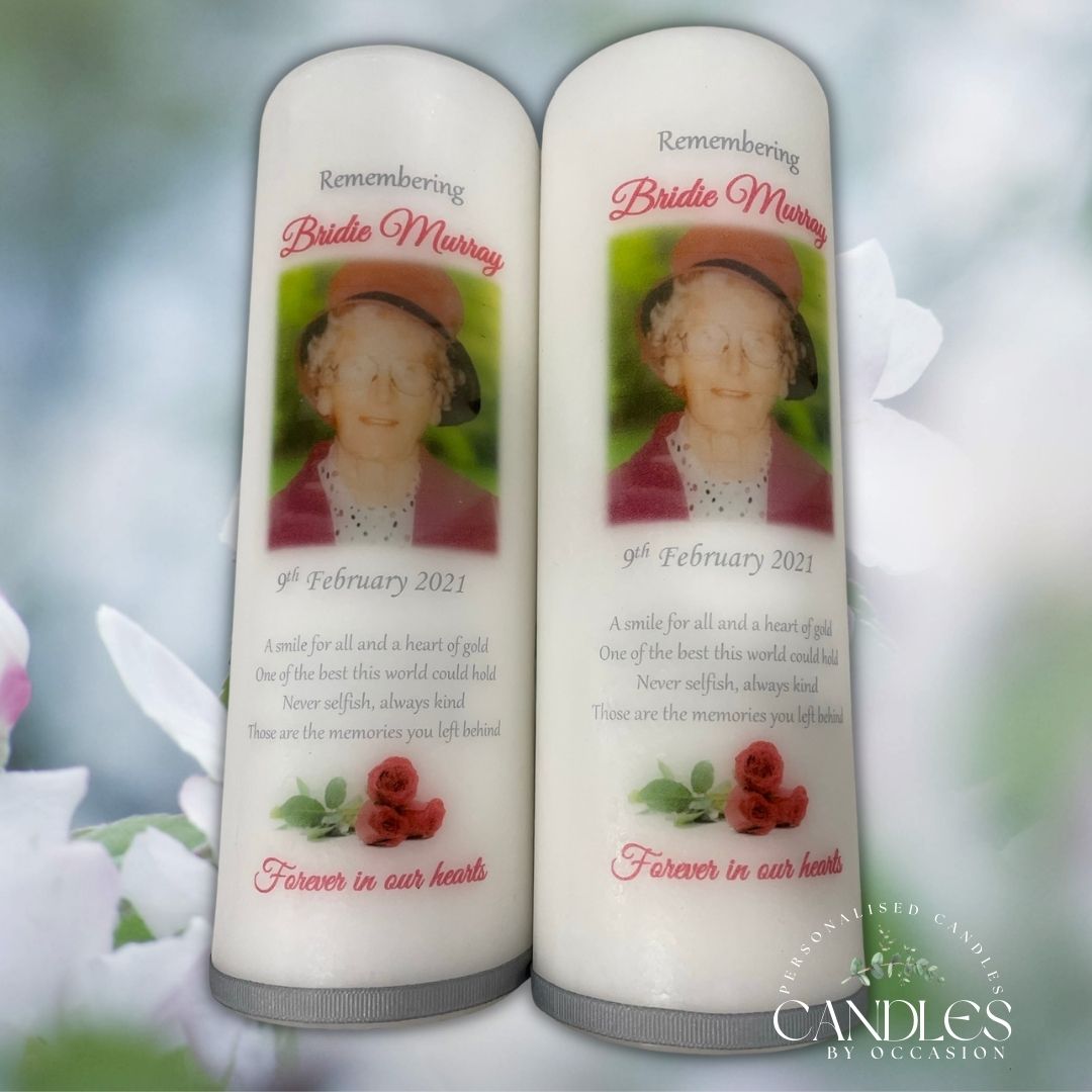 Red Roses Memorial Remembrance Candle - Candles by Occasion