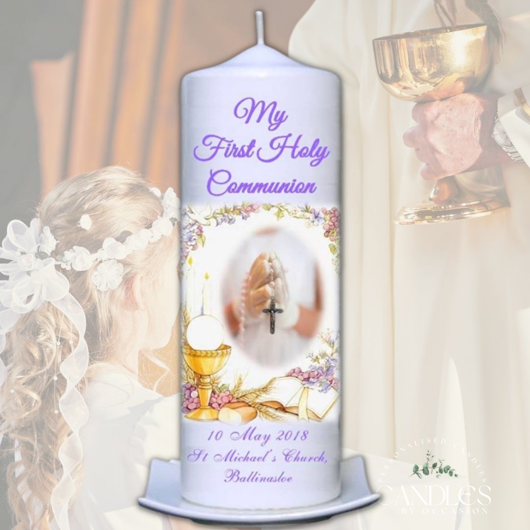 Rosary Beads Holy Communion Candle - Candles by Occasion