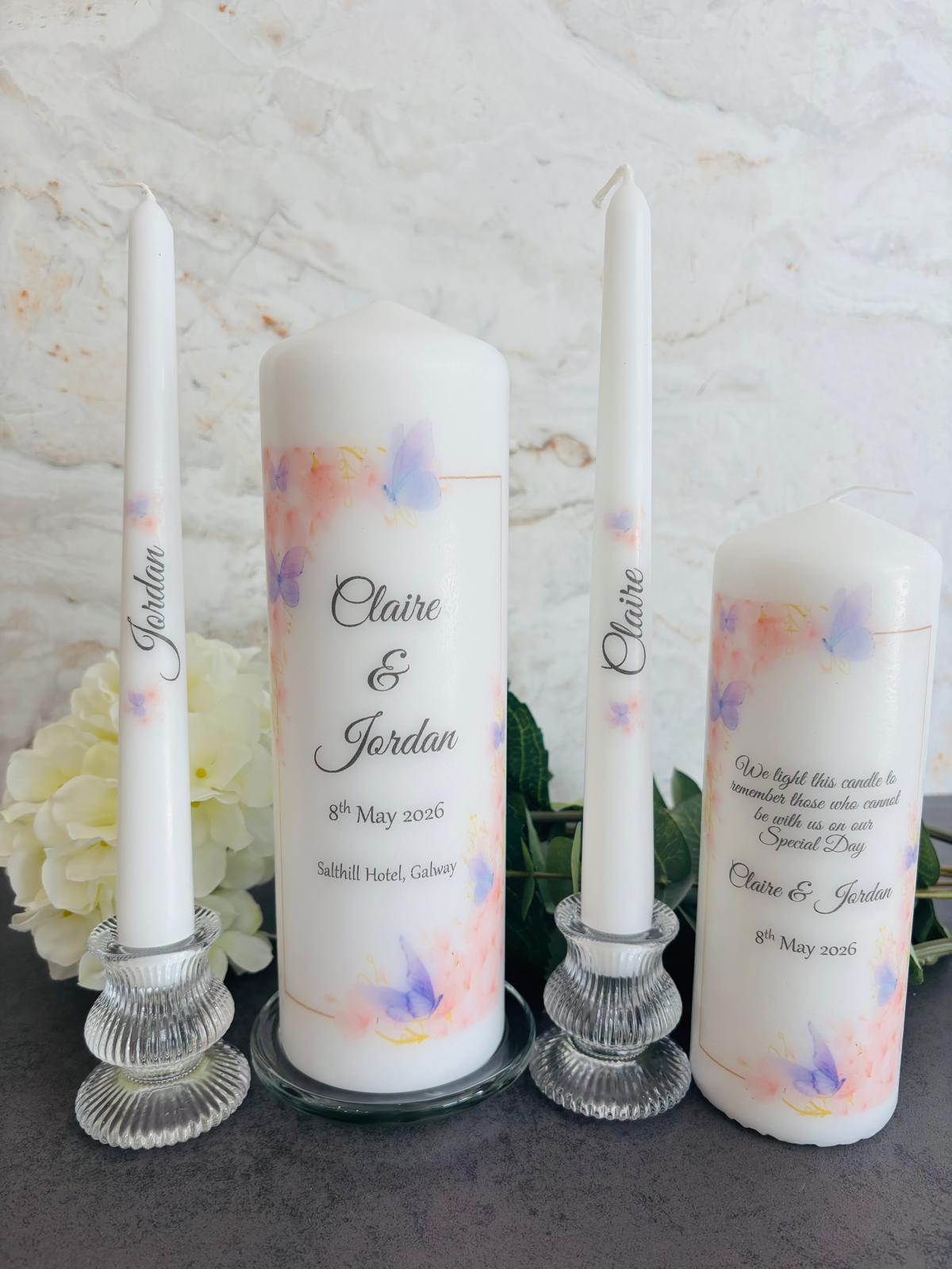 Floral and Butterflies Wedding Unity Candles