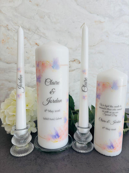 Floral and Butterflies Wedding Unity Candles