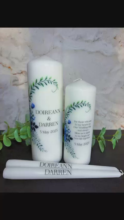 Blue Hydrangea Flowers Wedding Unity Candles