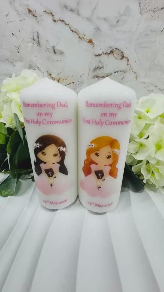 Pink Girl Holy Communion Candle