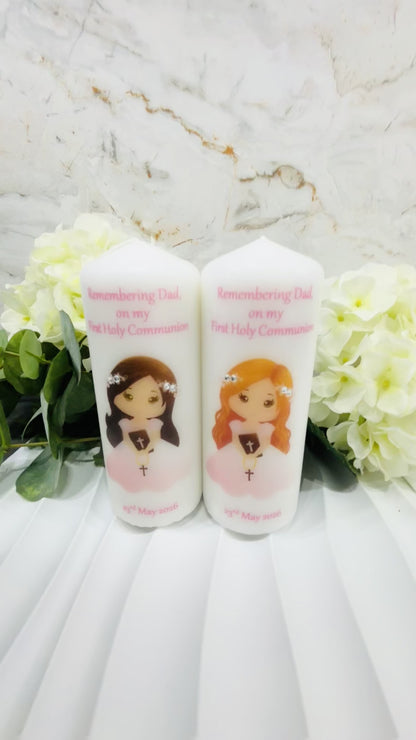 Pink Girl Holy Communion Candle