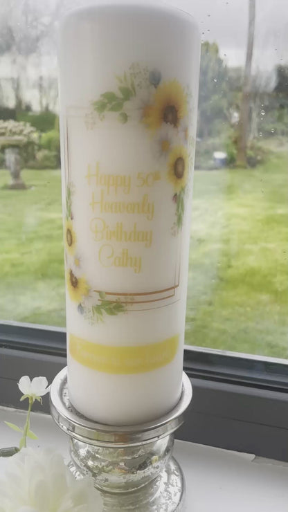 Sunflowers Heavenly Birthday Memorial Remembrance Candle